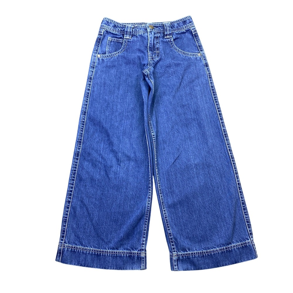 A-Lab Wide Leg Skater Jeans Medium Wash Blue Baggy Y2K Graphic Denim Size 24